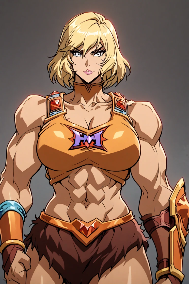 angry (((muscular girl toned body massive breasts horns))) long black hair yellow eyes pale skin gold gold gold gold gold gold