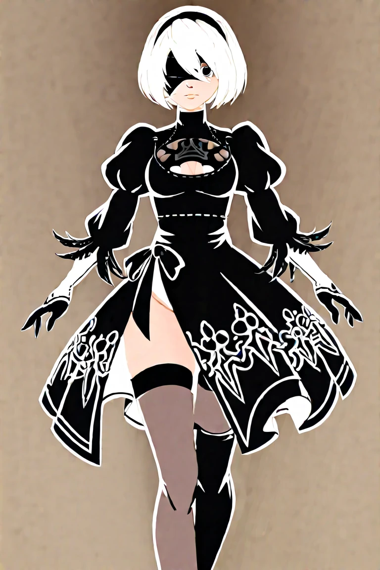 ((masterpiece)), full body, blank background, vectorized design, masterpiece, best quality, great design, overly sexy robot, too sexy for a toon, (Gothic kawaii Mecha), A mecha dressed in frilly, black and lace attire, complete with a parasol accessory. It has oversized, doll-like eyes and a lace bonnet with intricate details. big breast, pretty huge boobs, motherly, doll like, gothic Barbie, exotic, amazing,