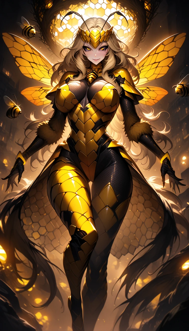 ((Masterpiece, Highest quality)), Detailed face, CharacterDesignSheetfull body, perfectly proportions, full of details, ((Multiple poses and expressions)), Highly detailed, monster girl, insect girl, fly girl, A beautiful dark-black-volcanic-stone lava fly girl, insect eyes, (insect arms), (six arms), (glowing pale yellow eyes), bright yellow eyes, dark and gloomy coal caves