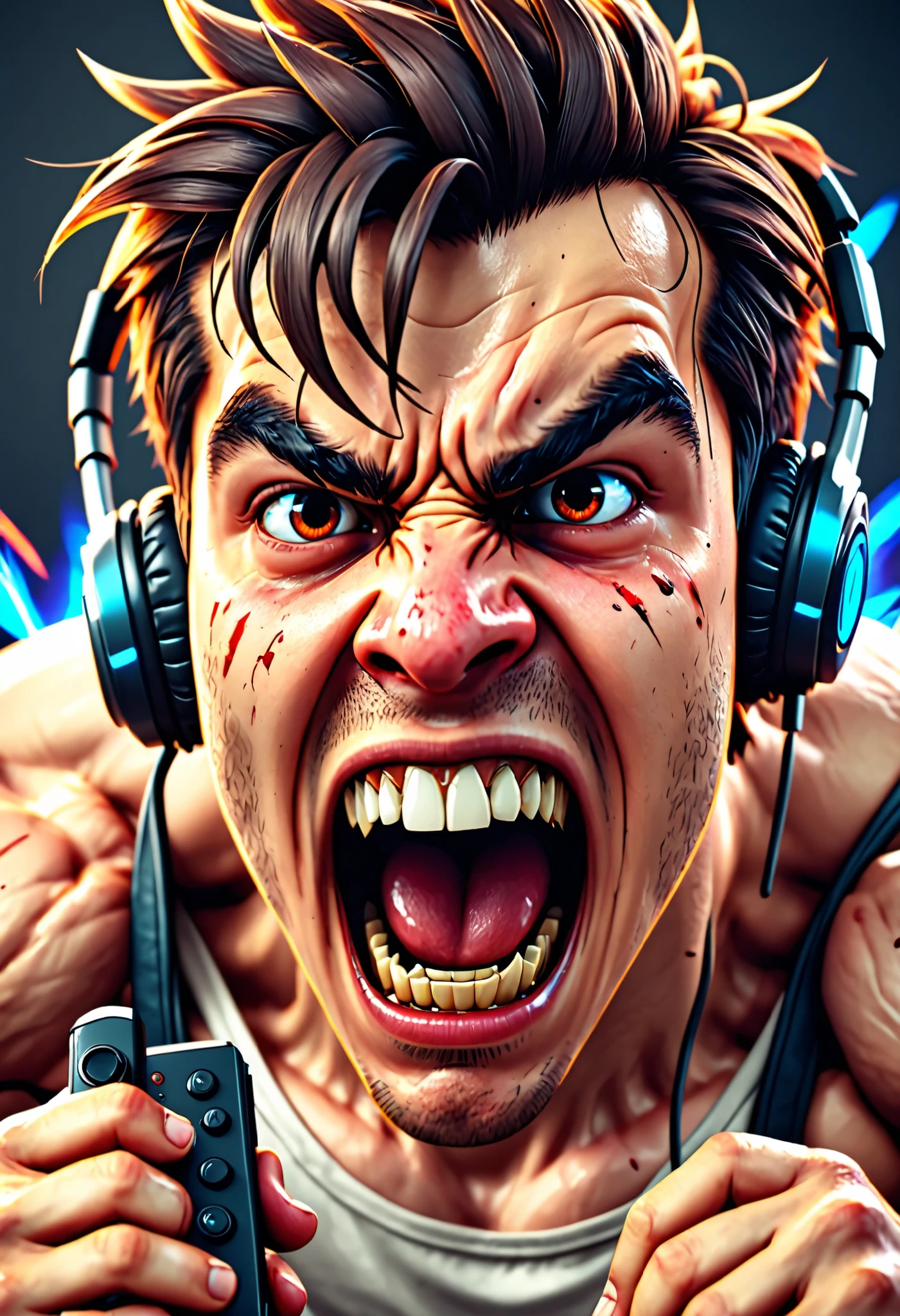 Epic, awesome, gamer,"I F*CKING LOVE VIDEO GAMES", character screaming, hype, hype character, realistic cartoon,