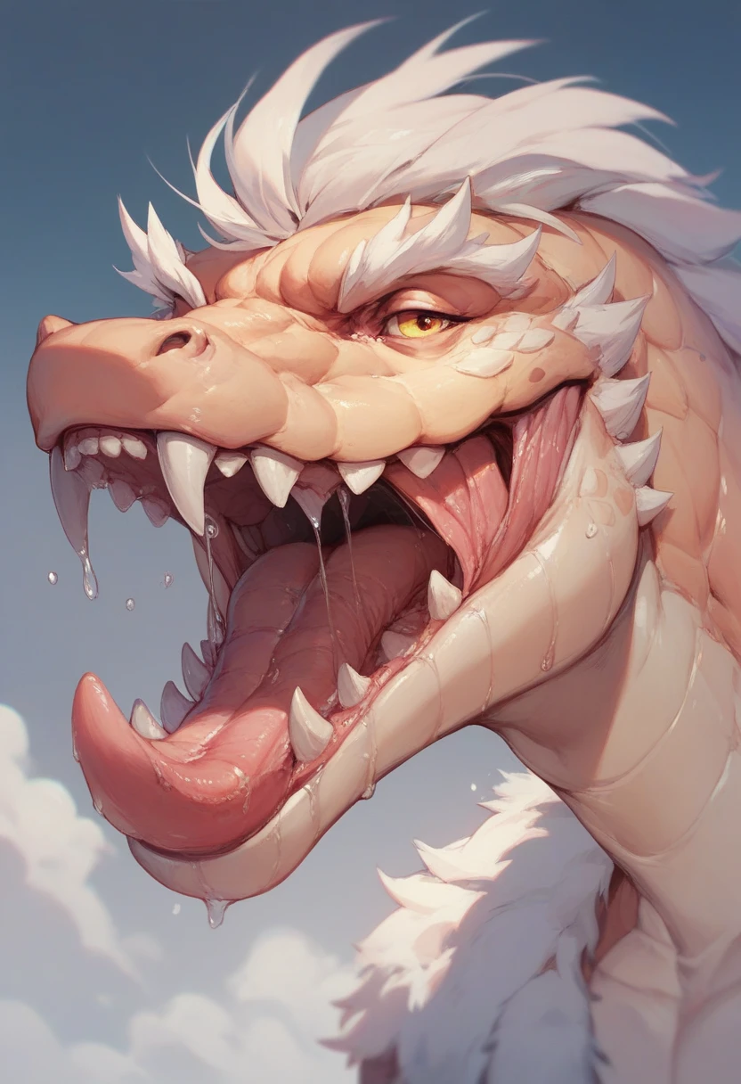 Wings of fire, dragon, female,sandwings,yellow scales, green eyes, Sunny,cum in mouth, happy, tentacle penetrate