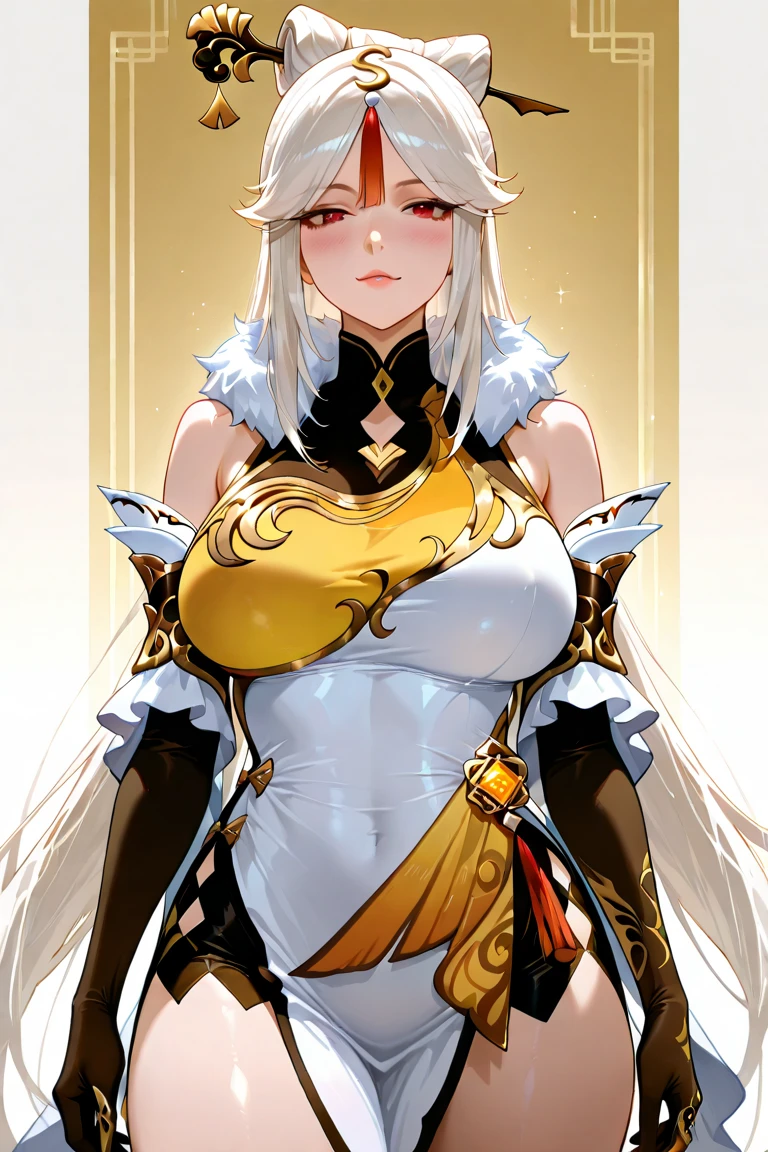 Anime- ,boobgasm,There is a yellow gemstone on the chest,There are yellow shoulder armor on the shoulders, Extremely detailed Artgerm, Detailed digital anime art, Detailed anime artwork, Detailed key anime art