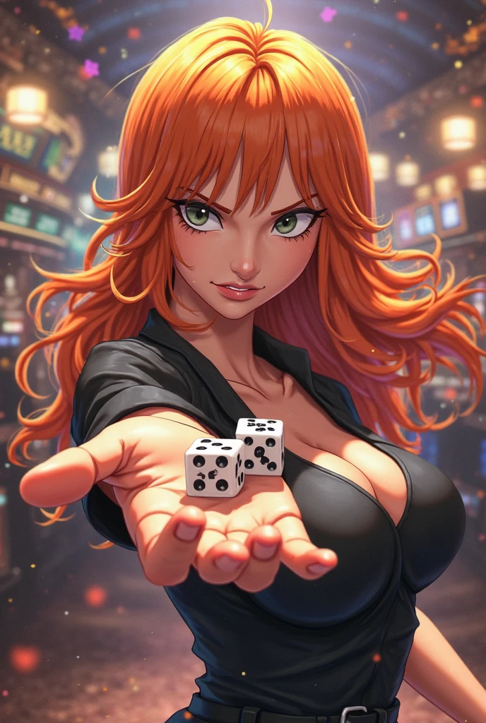 (ultra realistic,32k, masterpiece:1.2),(high detailed skin:1.1),( high quality:1.1),
<lora:Gladys:0.6>Gladys,(kubrick stare:1.1), orange hair, green eyes, lips, long hair, small earrings, purple dress, sleeveless,casino, gambling, high-stakes poker tournaments, immersive slot machines blurry background,, huge breast,large breast,(looking at viewer, lying, from above:1.1),,<lora:add_detail:0.89>,
(bioluminiscent:1.1),