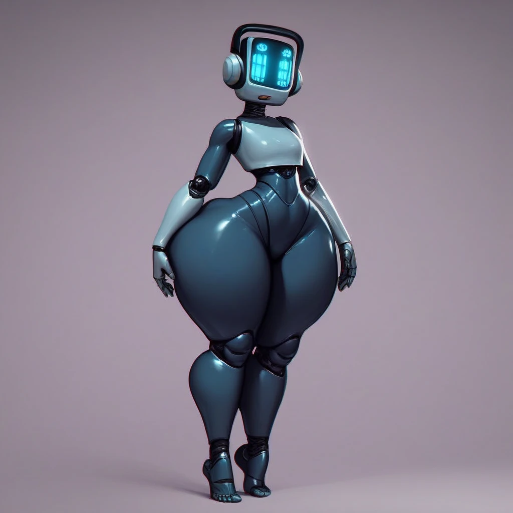 black robot with huge ass,thicc thighs, huge penis,