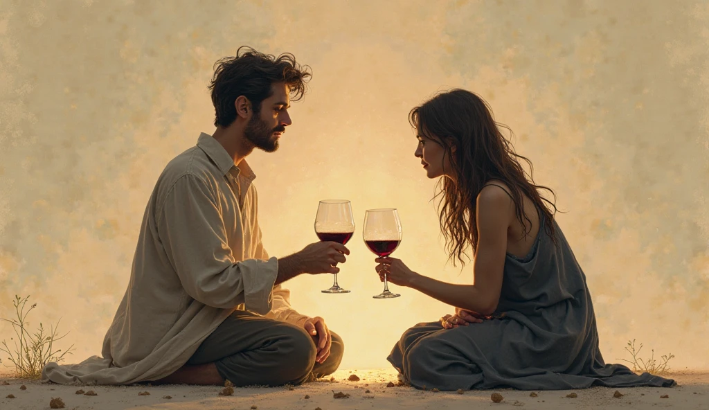 Andrew Garfield e Ava Max morena como um cssal. Sitting on the floor in a veranda with a tray of sweets and a wine