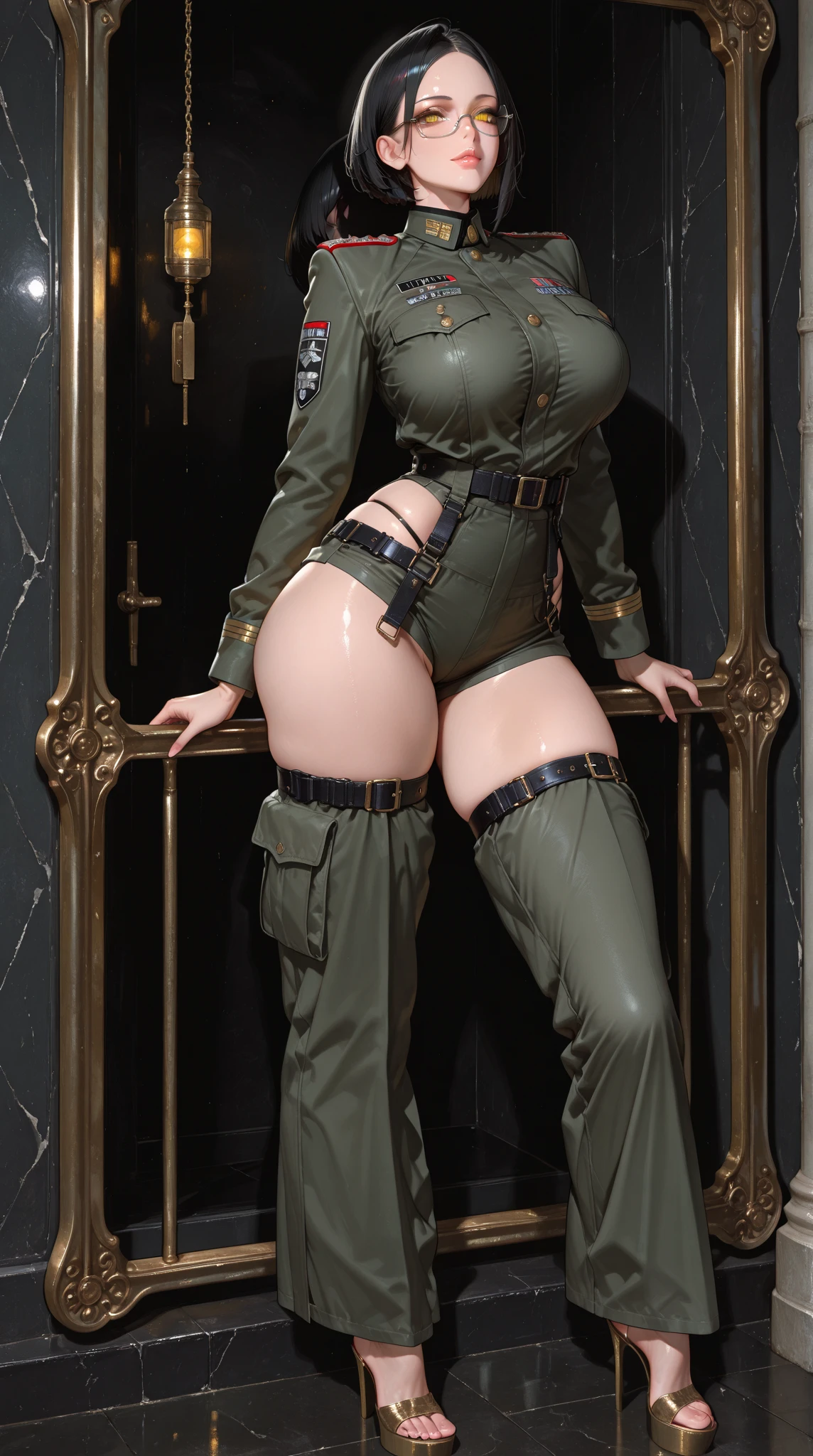 1Menina, cabelos longos, kalap, cabelos loiros, Botas, somente, Botas de coxa, coxas, Luvas, olhos azuis, salto alto, grandes, underwear, Olhando para o Viewer, botas de salto alto, sentado, Pantinas abertas, luvas pretas, fundo branco, umbigo, black footwear, Lambendo, colarinho, clivagem, BDas, espart, military hat, coxas pretas, ass, bustier, bare shours, tampa com pico, calcinha de perna alta, latex,camelo, dominatrix, cabelos muito vas de cotovelo, roupas brilhantes, reluzente,Realistic,lips parted,red lips,(Seios enormes),Maria-TR,(pele brilha(female mature:1.2), , art deco, realista, mid br seminua, oild painting , reduza o tama seios, mid breasts --auto