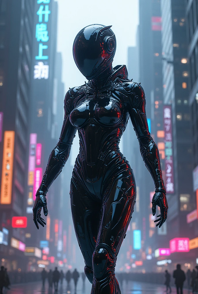 (best quality, masterpiece, colorful, highest detailed), ultra detailed, 8k, (intricate details, hyperdetailed:1.15), (photorealistic:1.2), (raw photo:1.2), detailed, (official art, extreme detailed, highest detailed), soft nature lights, soft colors, (natural light, ray tracing, cinematic lighting, bloom, volumetric light), highres, (speed lines, motion blur:1.2), horror \(theme\), solo, (looking up, . high detail skin, real skin, skin texture:1.15), (full full body, walking:1.2), Fit, Hourglass body, (large breasts, huge breasts, narrow waist, wide hips), (outdoors, cityscape:1.2), (wind, falling petals:1.2), (FemXeno:1.2),