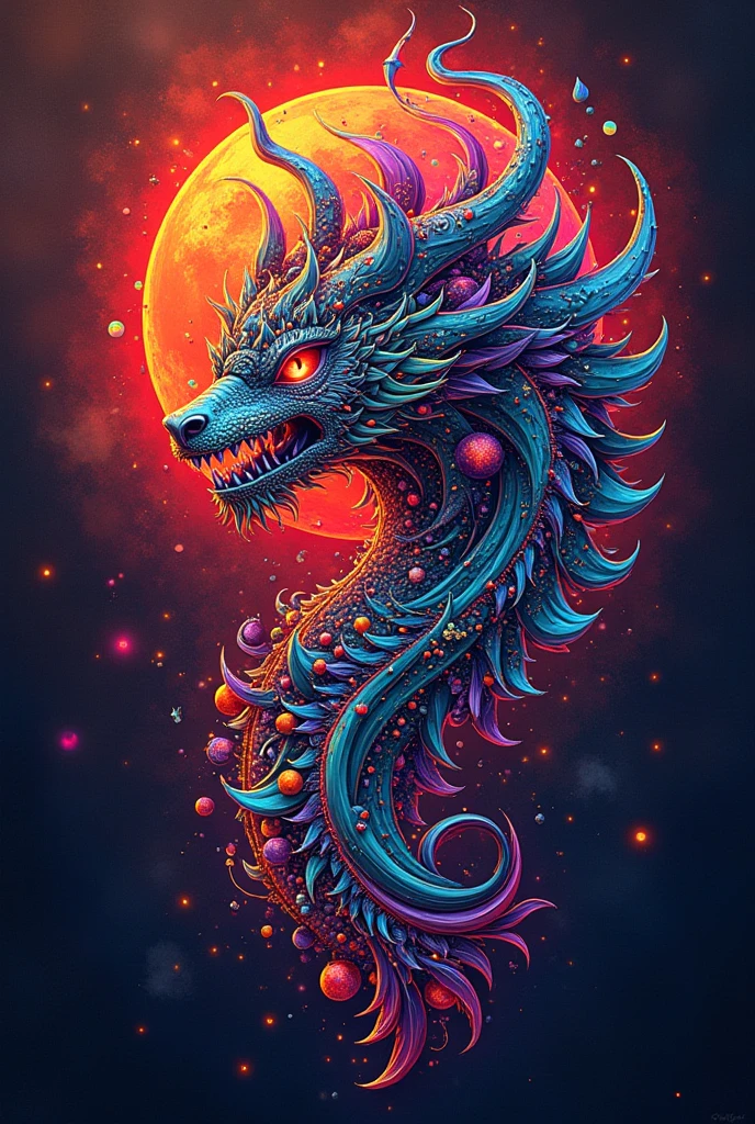 Round Tik Tok logo reflecting a skull dragon with space to put letters