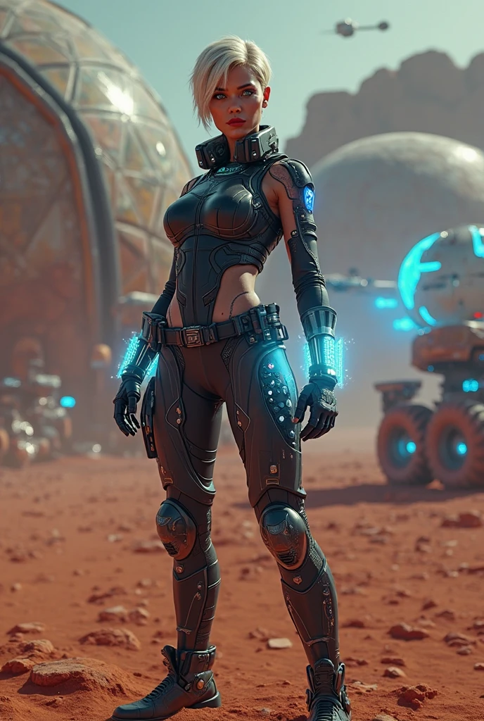 an attractive woman [gunslinger:bounty hunter:0.4] standing in a apocalyptic wilderness (retrohorizon style:1) <lora:djzRetroHorizon_LB2:0.8>