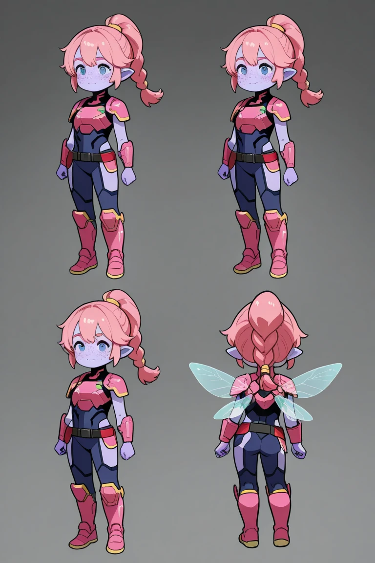 (NSFW:0.8), ((masterpiece)), best quality, a cartoon anime style, toonish style, (1girl, character sheet:1.4), front view, side view, back view, (feminine figure, butt, pretty, beautiful, sexy), reimagine a female mecha space ranger soldier character with a strong and heroic appearance, (futuristic armor suit:1.5), (different expression:2), (energy sword on hip:1.3). Use the color scheme of metallic pink and white for her armor suit. Emphasize the dynamic pose and the presence of her being in galaxies and stars in the to enhance the sense of her space adventure.