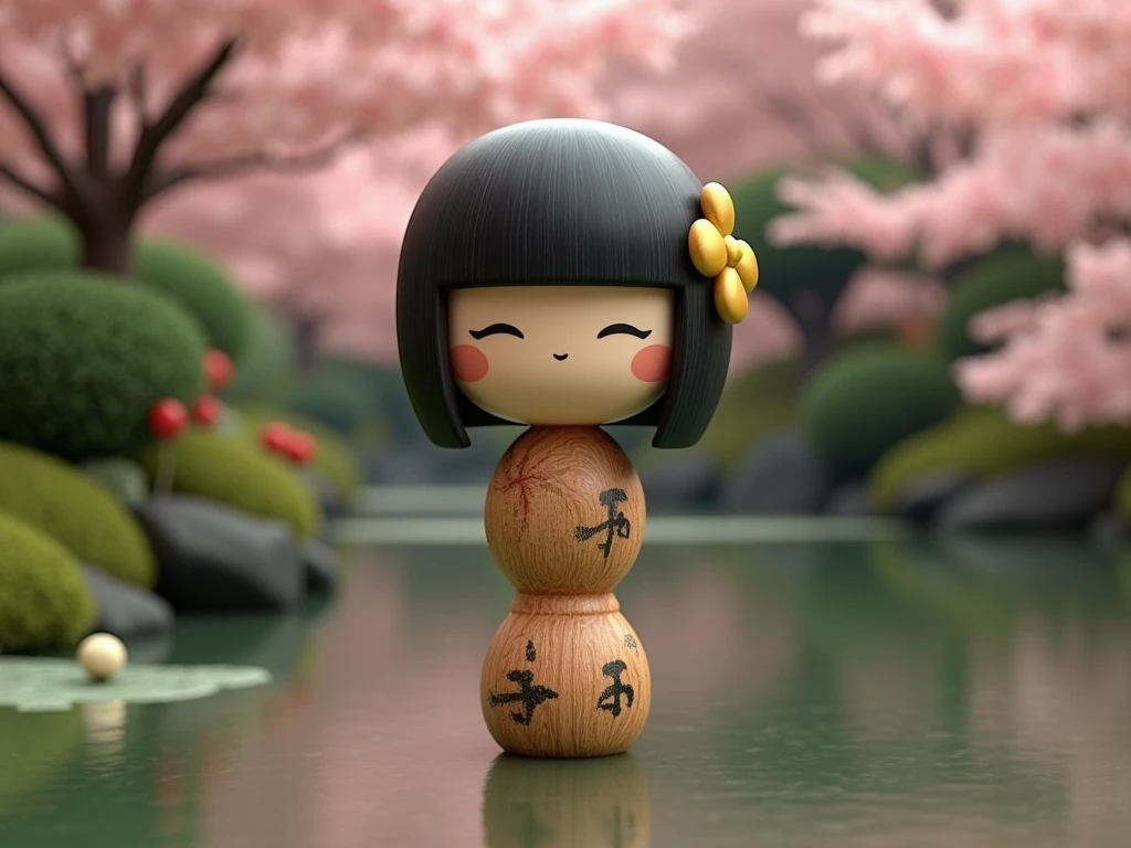 Baseball bat with a kokeshi face、