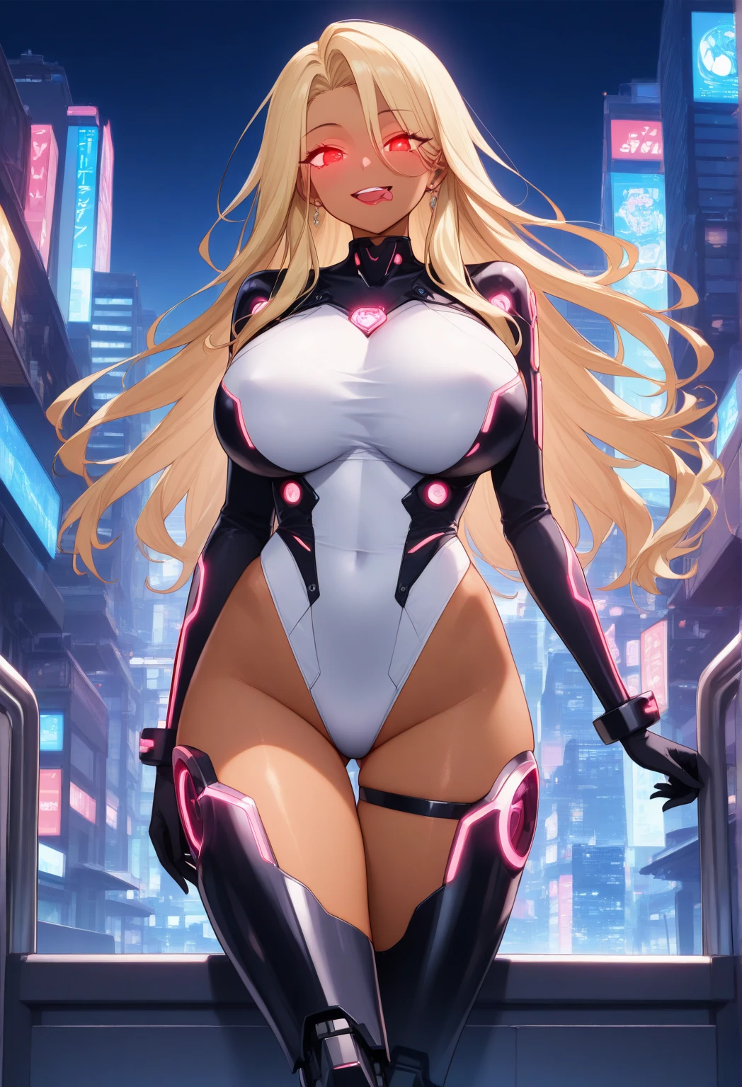 最high quality、best image quality、masterpiece、Android Girl((Robot body、20-year-old、 By becoming、vest bust、medium bust,wide open breast tea、black eye, blonde hair、long hair、thin,highest valley、glowing battle uniform、elationのある動き、超high speed、Feeling of sprinting、glowing head visor、carry two handguns)),high quality、beautiful art、background((huge hall venue、high speed、Red laser))、debris flies、書かれた境界のdepth、movie、visual art、perfect art、8K,genuine、elation、Dynamic expression(1:2)、elation、depth((big explosion))