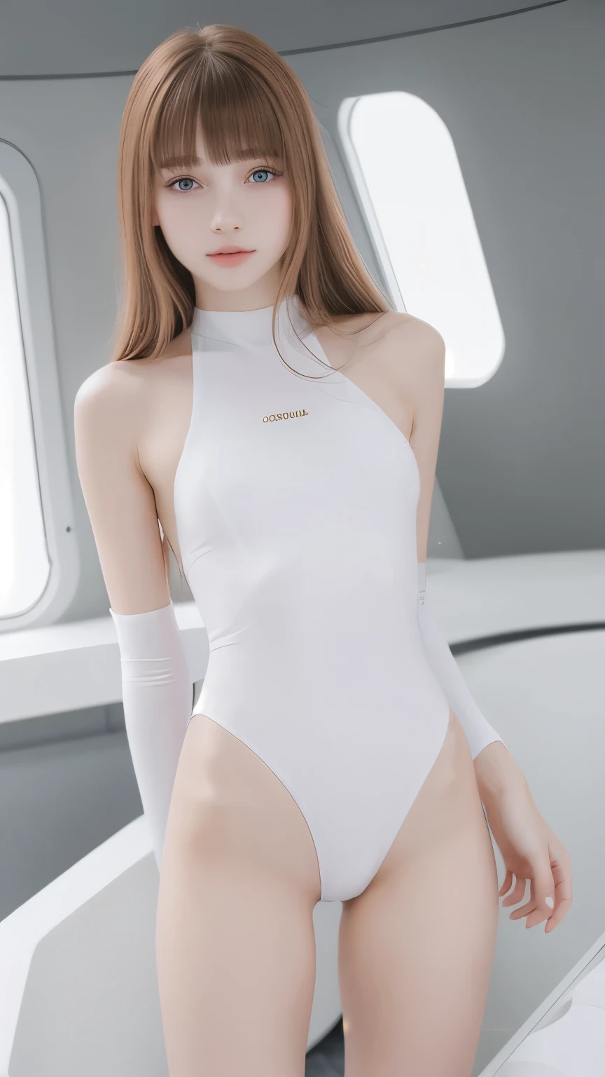 ((Top Quality, 8k, Masterpiece: 1.3)), solo, 1 girl, sexy,  Beautiful girl with accentuated slender abs: 1.4, (Random hairstyle, flat breasts: 1.2),  Ultra detailed face, detailed eyes, double eyelids, Selfie, (body builder:0.8),(beautiful small hard nipple:1.4),(white sexy shiny leotard without bra-pad),(spread legs:1.2),on the gold bed,(shiny skin:1.2),(muscle arm:1.3),(muscle leg:1.3),(lie down:0.8),(blonde hair:1.0),necklace,(earrings:1.3),(twin braids hair:1.3),beauty makeup