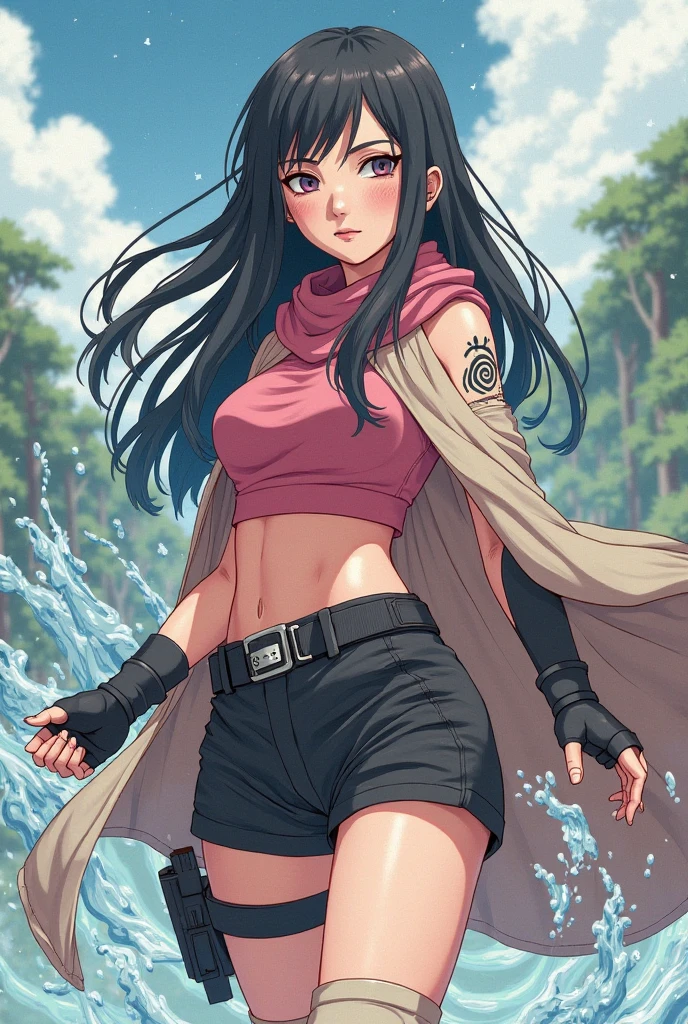 masterpiece, absurdres, hinata\(boruto\), 1girl, solo,mature female, purple hoodie top, bottomless, bottomless showing pussy, bare lower body, nake lover body, outdoors,lavender flower field, looking at viewer, (falling petals), cloudy sky, perfect composition, detailed lips, beautiful face, body propotion, blush, (pink lips), long hair, purple eyes, soft gaze, soft smile, (((long red scarf))), super realistic, detailed, photoshoot, realistic face and body, showing bare body parts, partialy nude, revaling clothing, clothing on upper body, white brastrap under hoodie, white bra underneath lavender hoodie, long wavy hair, hair flowing in the win, beautiful, small breasts, full body view, standing, dynamic standing pose, side angled view, lavender hoodie, wearing lavender hoodie on upper body, long flowing hair to shoulders, hair flowing over back, small lavender sweatshirt, on beach, laying in sand, skinny teen body, small teen body, ocean and sky background, falling petals, cherry blossom trees, 8k quality, sun rays, ultra quality, ultra quality lighting, ultra quality image, on beach, on sand beach, beach with cherry blossom trees, sexy thong on lower body, sexy underwear, black lower body thong, full body view from head to knees, large cameltoe, cute face, beautiful, standing up, arms up, sexy dynamic pose with arms above head, visible cameltoe, thong cameltoe, sleeded top, sleeves, black thong, black brastraps visible, black underwear