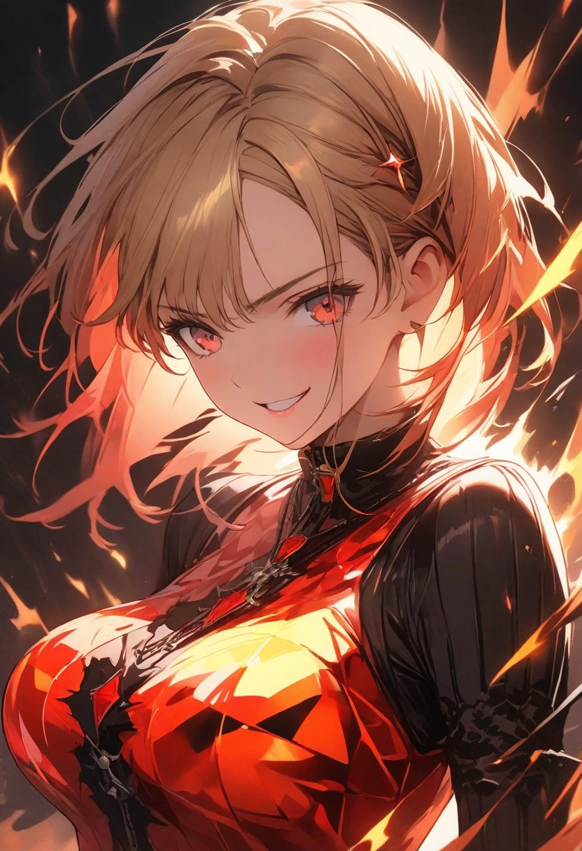 score_9, score_8_superior, score_7_superior, sauce_anime, One girl,Yellow Eyes, Highest quality,  Blonde, Rounded, downward-cut bangs, Portraiture,