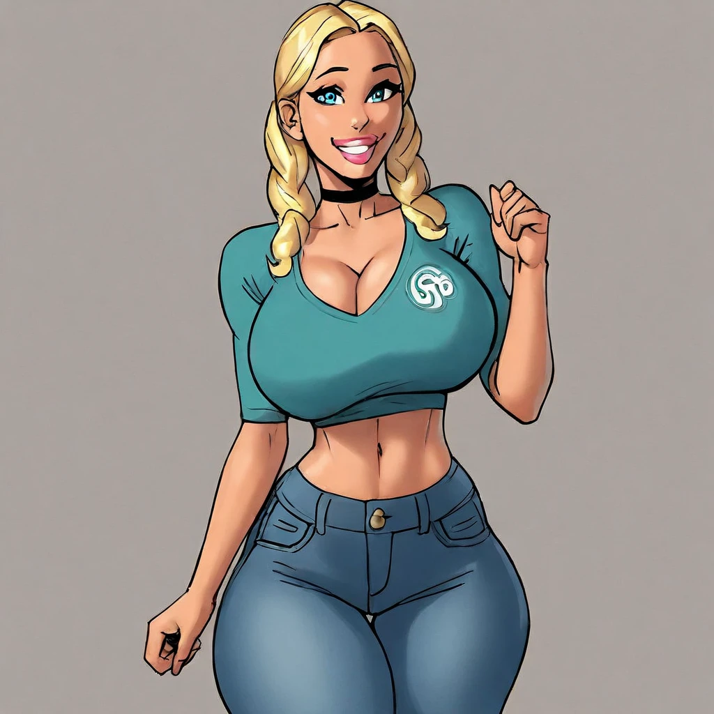 ((masterpiece)),(((best quality))),(((character design sheet))), illustration,1woman, environment Scene change:1.3, medium bleached blonde hair, (((bleached high waisted blue jeans and tucked in tight low cut PLAIN RED shirt))), jeans and shirt clothing, overhanging unfit ass, cleavage:1.3, tanned skin, thick legs, thepit, Jenny summers from thepit , ((detailed face:1.1)), rough sketches, pose too, ((busty:1.2)), (blue sharp eyes :1.3) , 8k,16k, ( background, light background: 1.3), skin dentition, puffy thick lips, closed lips, (((detailed skin and eyes, masterpiece:1.3, milf:1.3, bimbo lips, skin texture:1.2, film grain))), large botox filled bimbo lips:1, highly detailed blue eyes:1.2, narrow waist and his:1.4, exaggerated comically huge tits, heavy breasts, bursting cleavage, absurdly massive tits:1.4, skin dentation, masterpiece:1.3, best quality, photorealistic:1.3, skin detail:1.3, high resolution, very detailed, cleavage, tanned skin, big bimbo lips, intricate details, photorealistic, HD, high definition detailed, realistic, detailed, skin texture, hyper detailed, realistic skin texture, best quality, ultra high res, photorealistic:1.4, ((masterpiece)), ultra detailed