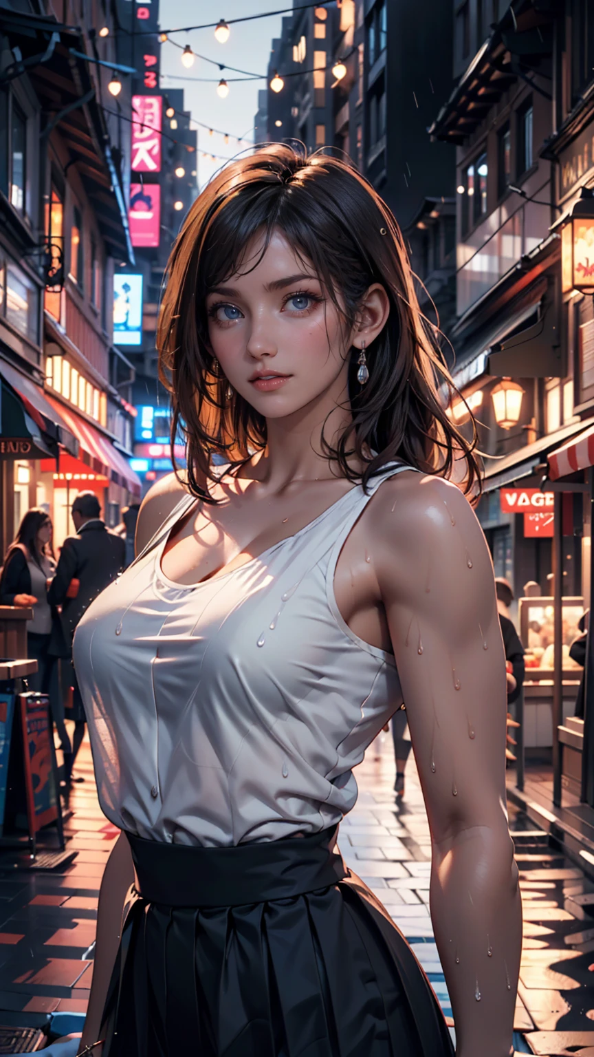 One girl, smile, (((Small breasts))), (((Bokeh))),Depth of written boundary, Cute face, Looking at the audience, masterpiece, Model shooting style, Cleavage, Full body portrait, Sexy pose, ((8K, RAW Photos, Highest quality, masterpiece), High Definition RAW Color Photo Pro Photo, (Realistic, Photographic realism:1. 37), (Highest quality), (Best Shadow), (Best illustrations), Ultra-high resolution, Highly detailed CG integrated 8K wallpaper, Physically Based Rendering, Cinema Lighting),Sexy proportions、Sexy