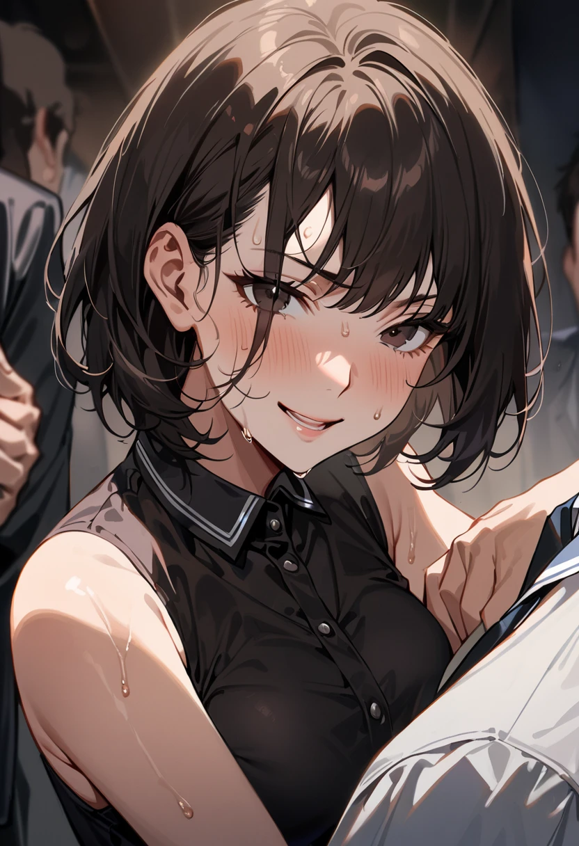 (((Browsing Caution, Close Up Facial , Front view , From below , Movie angle))) ,(On all fours), break、( 1girl、1boy), 20-year-old, (close your eyes),(((Embarrassing, Excited, Fascinating, In the heat, orgasm,Blushing,shortness of breath, Very humid,vapor、Man grabbing woman's breastan behind))) , break (((Bright pink and green hair))),(Semi-long hair tied in one piece、Add a light pink ribbon to the end.:1.3),(((Two-part bangs , middle part, Bangs parted in the middle, Side-swept bangs))), (amount:1.3), (Small breasts:1.0) ,((Sweaty skin, Dripping , girl trembling with Sexual climax, Cum in pussy, pubic hair)) ,Thin dots, feminine, Slightly muscular, Dynamic pose,((((vagina,Sex, A boy and his penis,Heterolo, Women in front and men in back , dorsal position, Cum in pussy, pubic hair)))), break, (((White - Solid - Short Sleeve - Safari Shirt ,Bottomless))), break, (((Midnight,On the bed))),(masterpiece), (Realistic), (Highest quality), (Super detailed), wonderful, ((A face with attention to detail)) , clavicle, High resolution , (Super detailed), Smooth, 16K, Vibrant colors,vagina,Sex,
