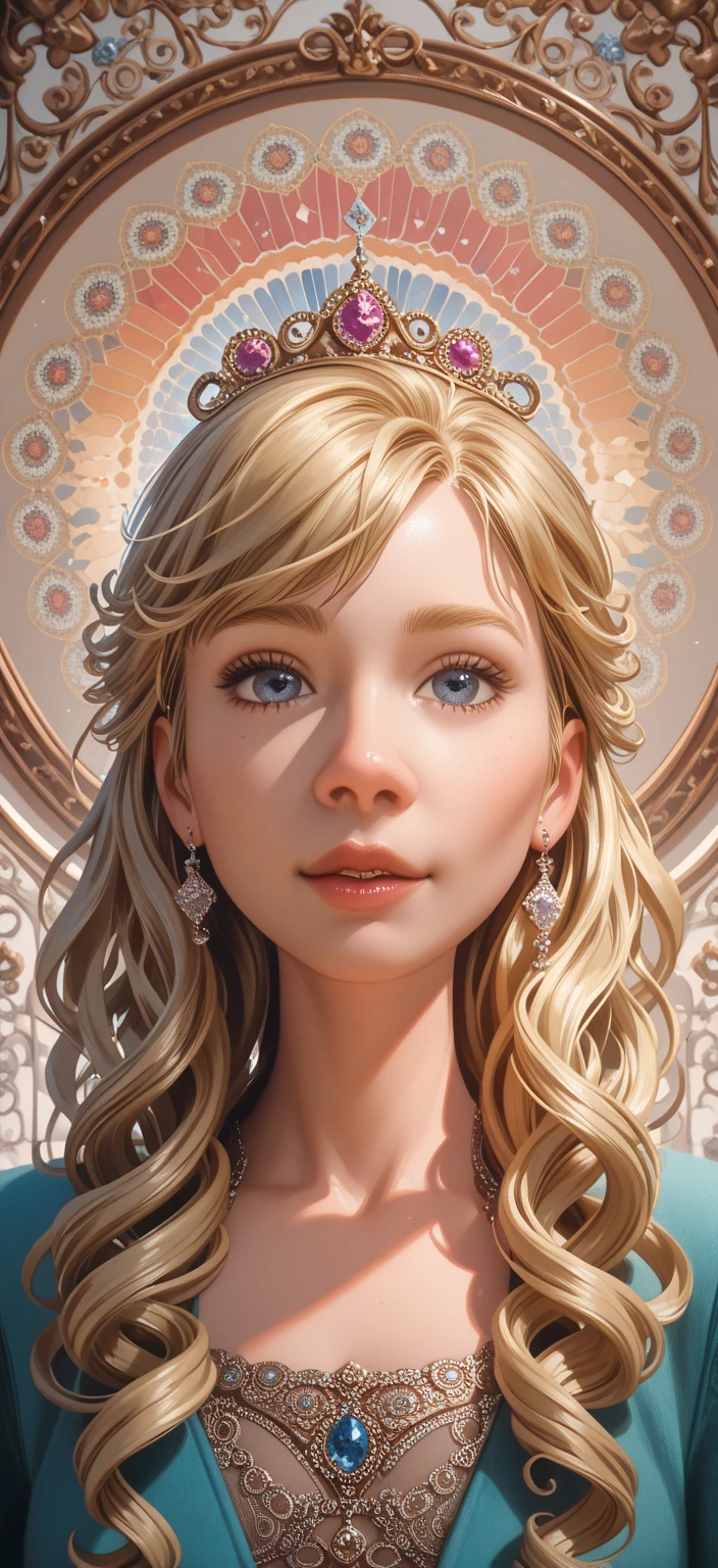 Highly detailed portrait of a goddess girl, In an autumn dress, (((busty))) Watching the sunrise, symmetrical face, symmetrical eyes, looks at the camera, Stunning photography, Photorealistic, soft pastels, very detailed, difficult, path tracing, illustration, insanely detailed, Overlay shadows, volumetric light, mirror lighting