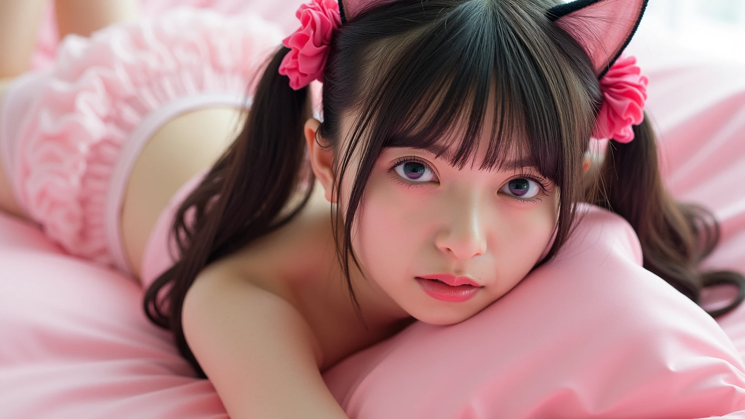 9 year old woman, pink fur, naked, dildo and vagina