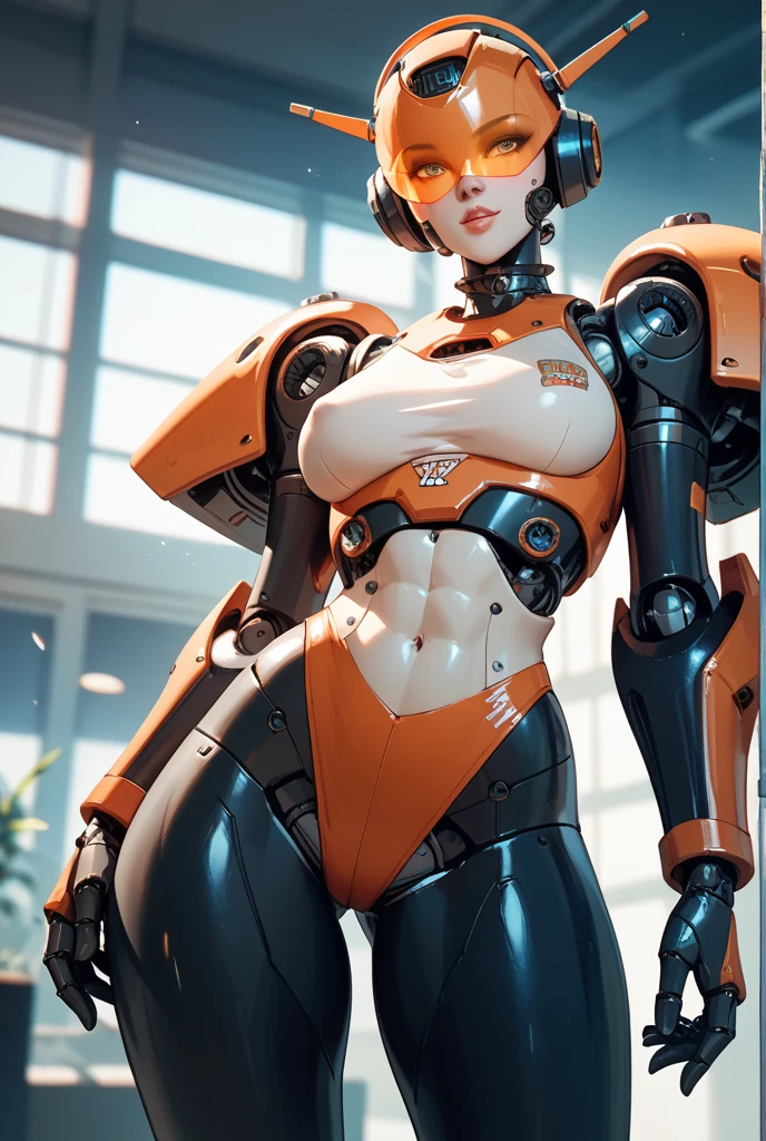 portrait of tracer, close up, 3d, CGI, gwen tennyson, tracer, overwatch, mecha pilot, bodysuit, short sleeve pilot jacket,orange lycra sport leggings, brown lycra sport top, short hair, punk makeup, hazel eyes, multicolored brown hair, happy smile, freckles, beautiful girl, medium breasts,8k,ultra detailed, realistic, fantasy art, cyborg armor,space port, space city, pilot uniform, ear piercings,(weather: windy), space port, (visor, googles), laying down,