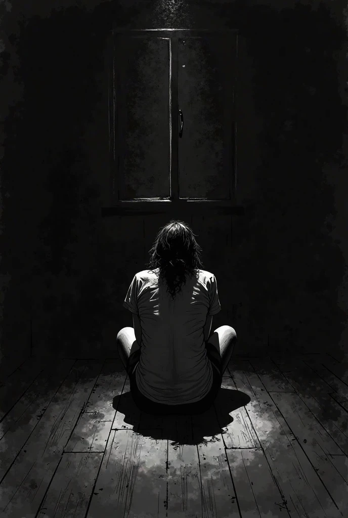 Drawing of a person in a dark and hot cell