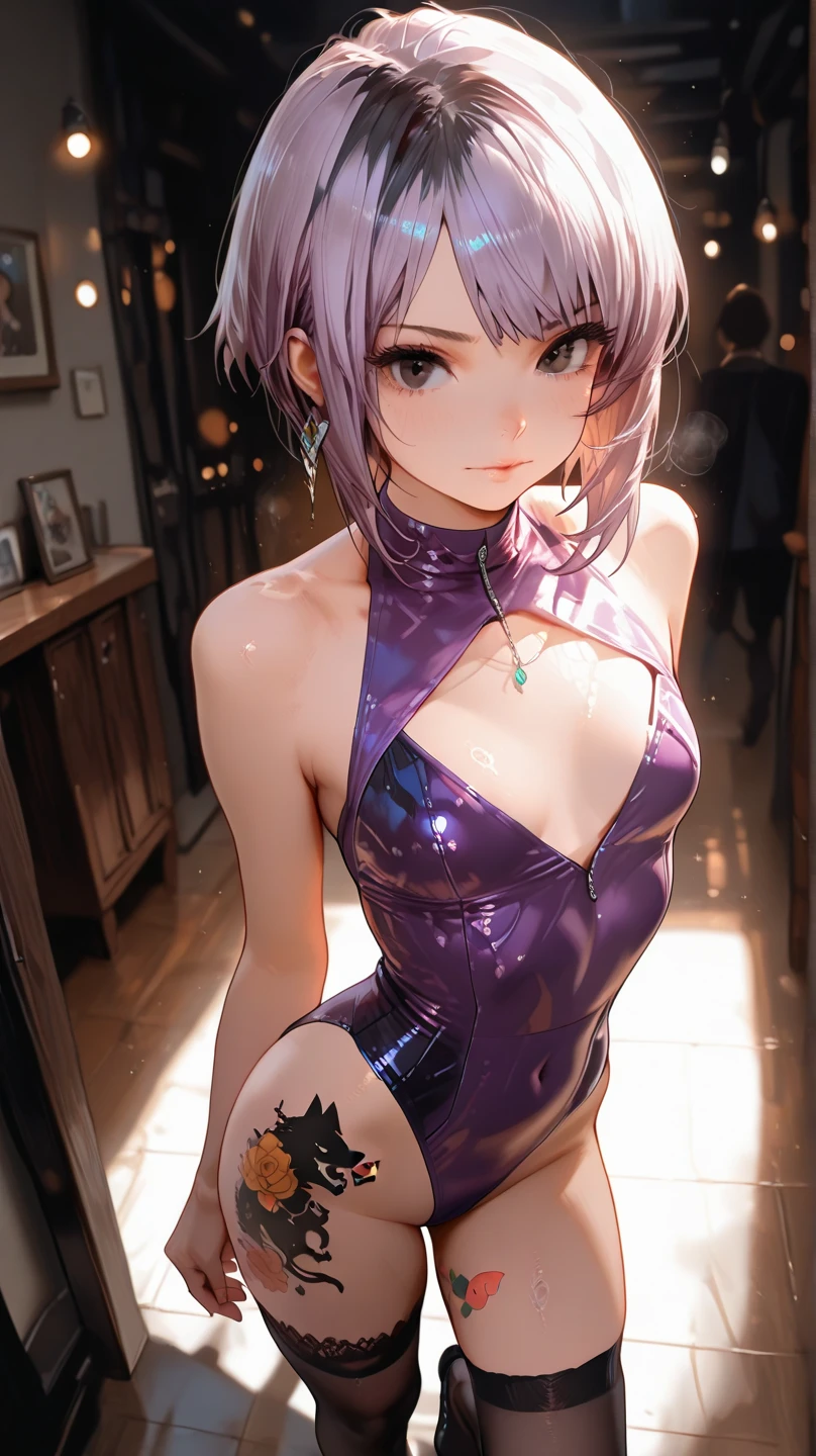 momomodel building week, Deviluke Type, demon tail, Hair Flowers, hair ornaments, (Purple eyes:1.1), Pink Hair, short hair, tail, smile,happy smile, smile, Open your mouth,
break demon tail, green , School Swimsuit,Wet Hair,Wet Skin,naked feet,noon,sunny,
break ourdoors, School Pool,
break looking at viewer, (Cowboy Shot:1.5),
break (masterpiece:1.2), highest quality, High resolution, unity 8k wallpaper, (shape:0.8), (beautiful detailed eyes:1.6), extremely detailed face, Perfect lighting, extremely detailed CG, (Perfect hands, Perfect Anatomy),naked