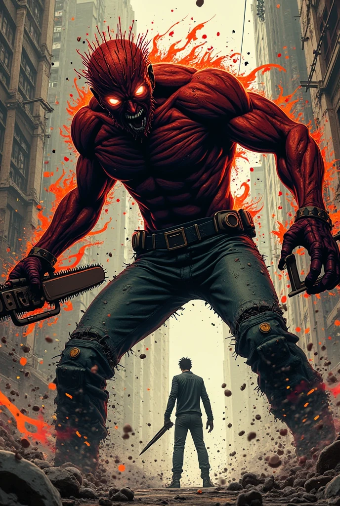 17 year old boy. peleando contra un zombie gigante de tres metros.