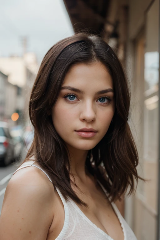 Generate me realist majestic am young brunette with incredible eyes and looks and beautiful cheekbones