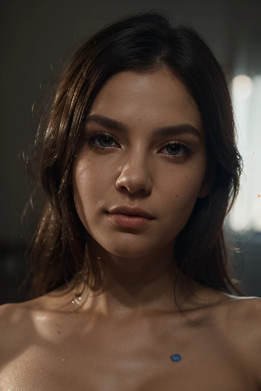 (RAW photo, best quality), (realistic, photo-realistic:1.2), 1girl, high quality, (high detailed skin:1.4), puffy eyes, gorgeous hair, (dark room:1.3), (rim lighting:1.3), (dimly lit:1.3), (dark night:1.3), indoors, portrait, black hair, dark background, short hair,