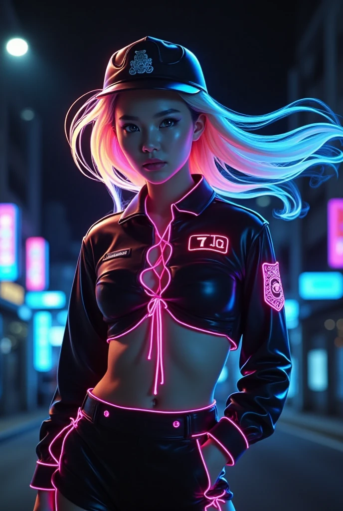 Bar, red light district, neon light and mirrors, cyberpunk, rain