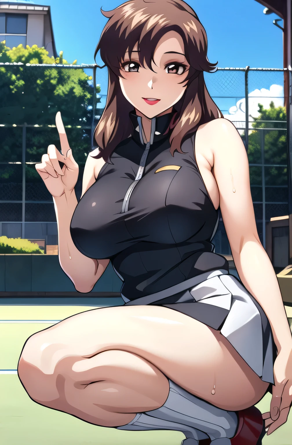 masterpiece, Highest quality, High resolution, JK,((One girl,)),View your viewers,,,,smile,, (( tennis wear)) glamorous,