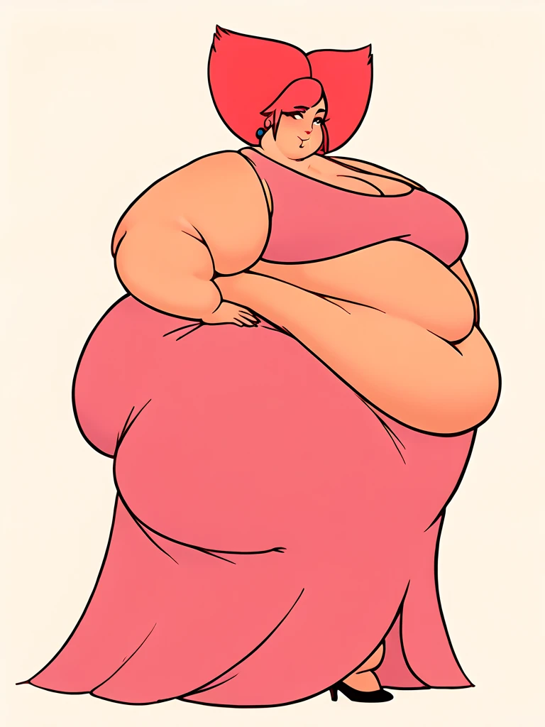 Fat obese, sssbbw, gluttony, high school girl, pixar animated, toothy grin, grabbing belly, Masterpiecev10, Extremely detailed, belly hanging out, sexy, sensual, ((black striped shirt)), black lipstick, black hair, pale