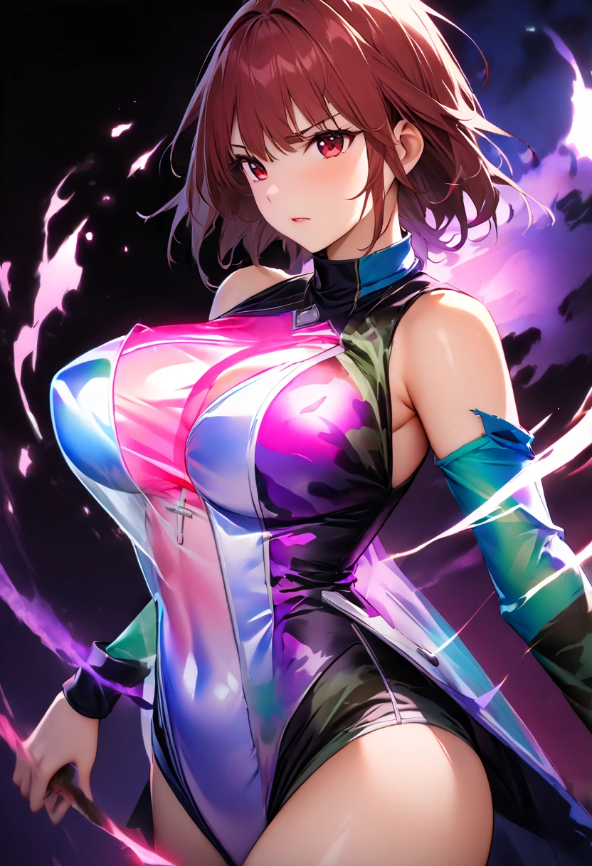 (anime art, anime styling, studio anime, very detailled, updated, Vibrant, anime coloring, hight contrast, work of art:1.2, best qualityer, better aesthetics), (1 girl), Color Connections, colors, esquema de cores Vibrants, colorsda, mancha colorsda, NSFW, (portraite, cowboy shot), sensuous, in the deep forest, Dance, (Big Breasts 1.2), crooked, (Bewitching woman), (smile and laugh:1.2), fantasy starry sky fairy, fantasy starry sky fairy，Falling petals, shining stars，