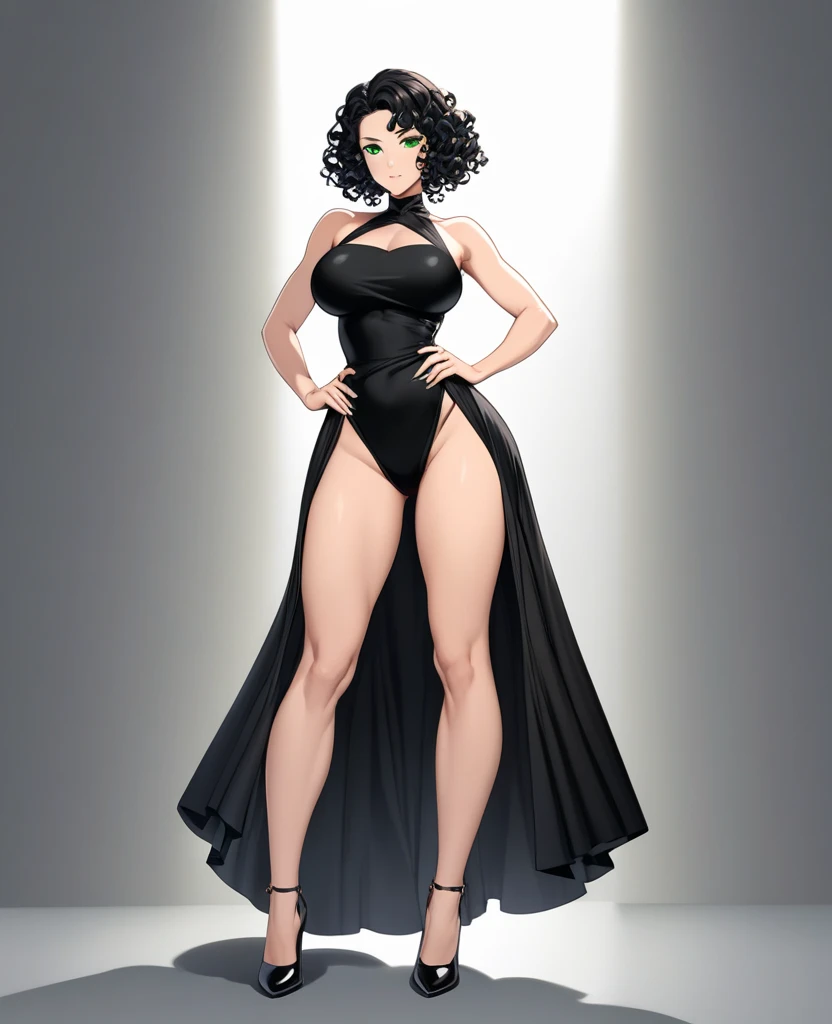(back view).Beautiful 24 yo woman of Irish descent. athletic figure,(pale:1.4)complexion. raven black hair, green eyes, cute butt, nice legs. Kind eyes,(joy:1.3),(smile:1.3). Smoky eye, mascara, Black dress, gold stiletto heels. Sexy fun vibe.
(masterpiece), best quality, expressive eyes, perfect face.