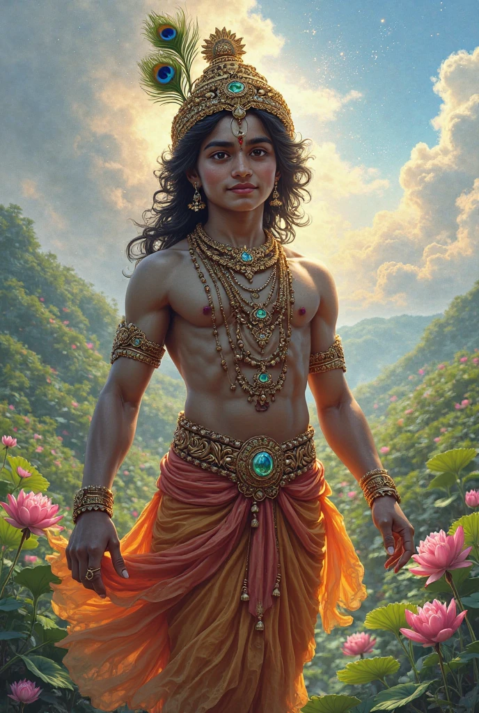 Teenage Murugan with peacock and vel