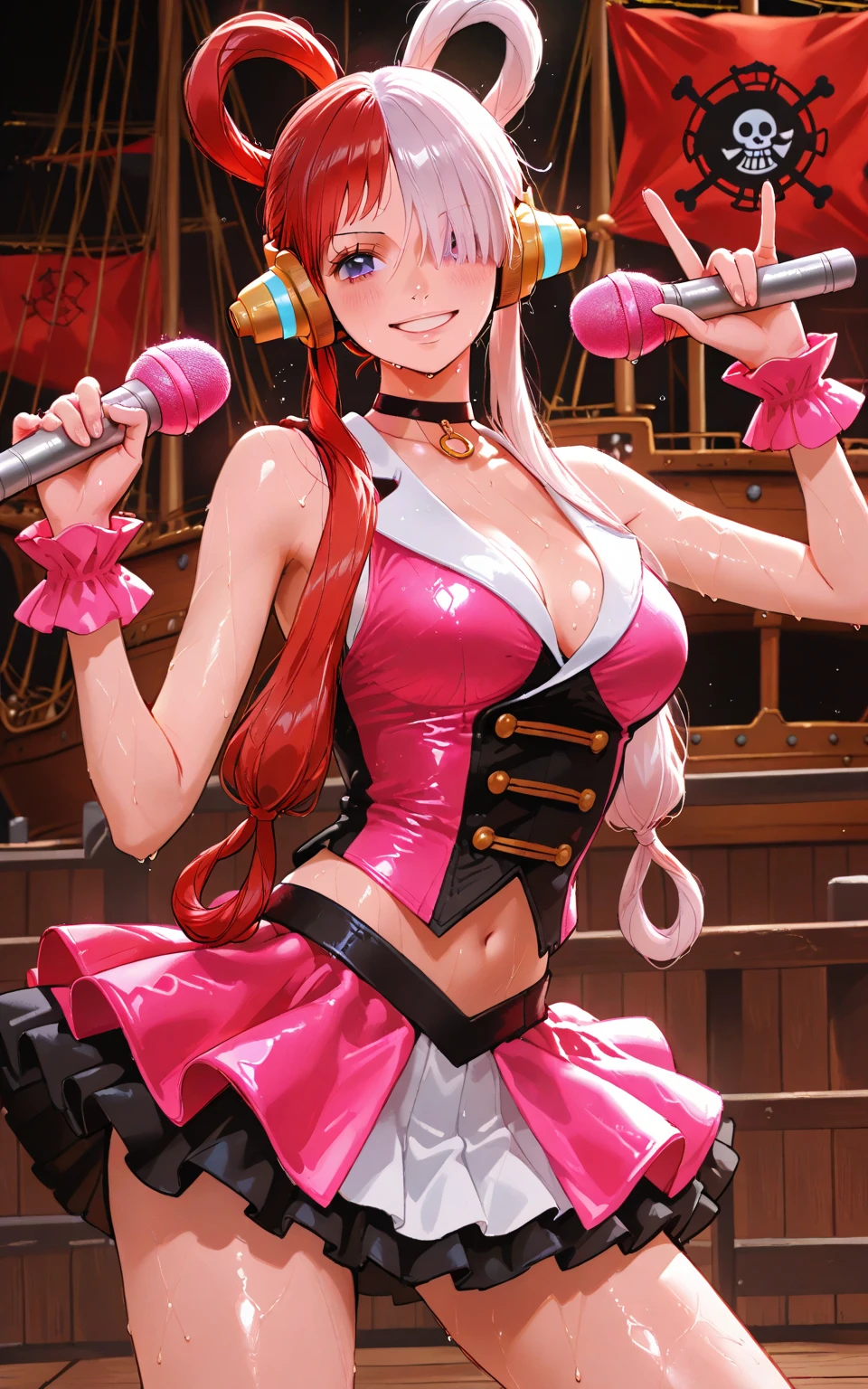 (highres:1.2),(ultra-detailed,realistic:1.37),smug trickster jester girl, perfect anatomy, pretty, theater,illustration,playful,playful gaze,mischievous smile, happy,elaborate costume,embroidered detail,striking makeup,colorful outfit,mockingly exaggerated facial expressions,dynamic poses,eye-catching hat,colorful stage lights,vibrant backdrop,mystical atmosphere,amazing acrobatics,lively music,loud applause,spellbinding performance,dazzling laughter, 16k, best quality