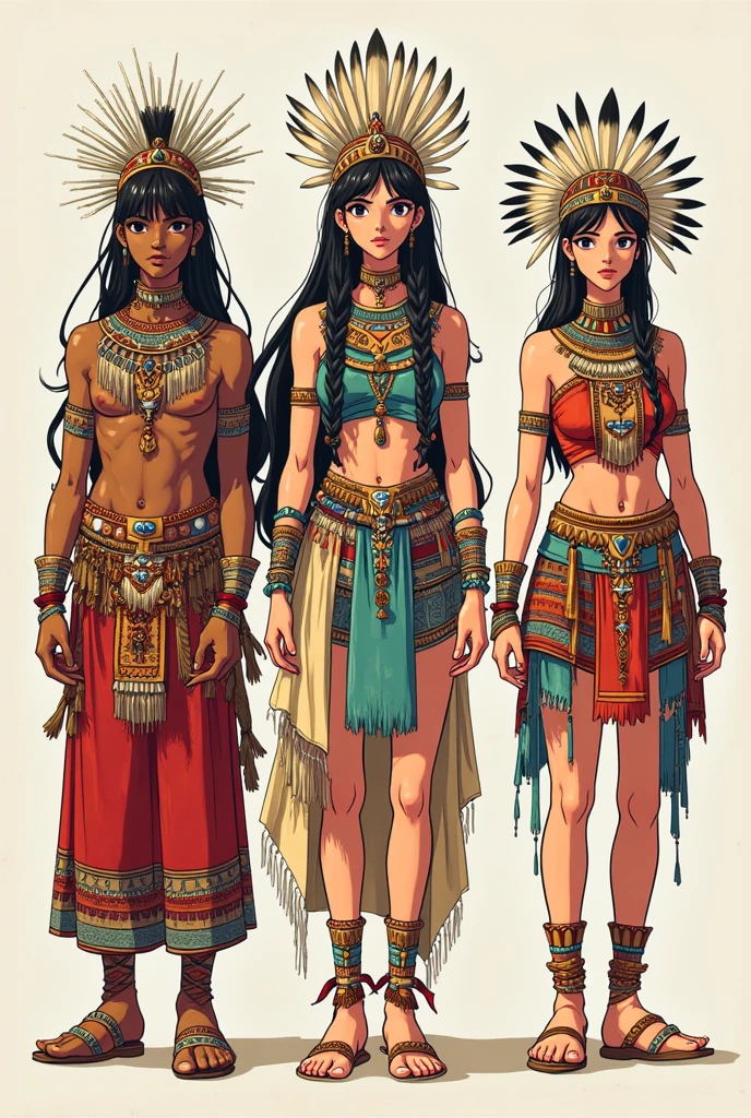 Anime body sketches with pharaoh clothing