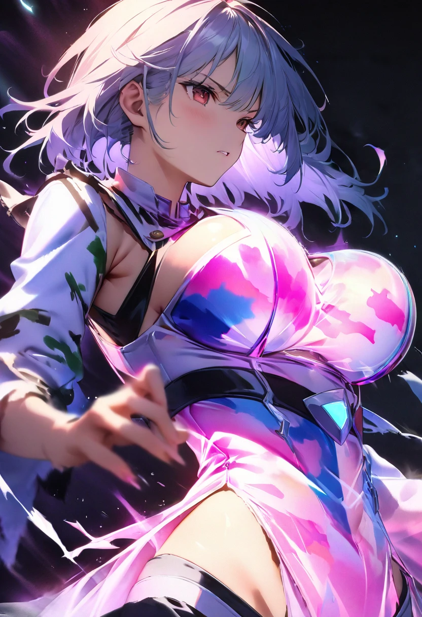 ((masterpiece)), (Highest quality、32k), (Simple style), hentai, Dark skinned slutty girl,Lewd,Completely naked,favorite,cute,Sexual Desire Ghost, Big Breasts,Purple Hair,Bobcut, ((Vaginal sex with a man that makes her breasts bounce violently:1.5)),Cowgirl Sex,Bounce and shake wildly,Sex like hitting,Breast shaking,Off-the-shoulder sleeveless T-shirt, Vibrant breasts, {{The chief's daughter is rescued by a man, and at night, while he is fast asleep after taking a sleeping pill, she straddles him and has vaginal sex with him, hoping to get his sperm.}}, The background is inside the hut, NSFW