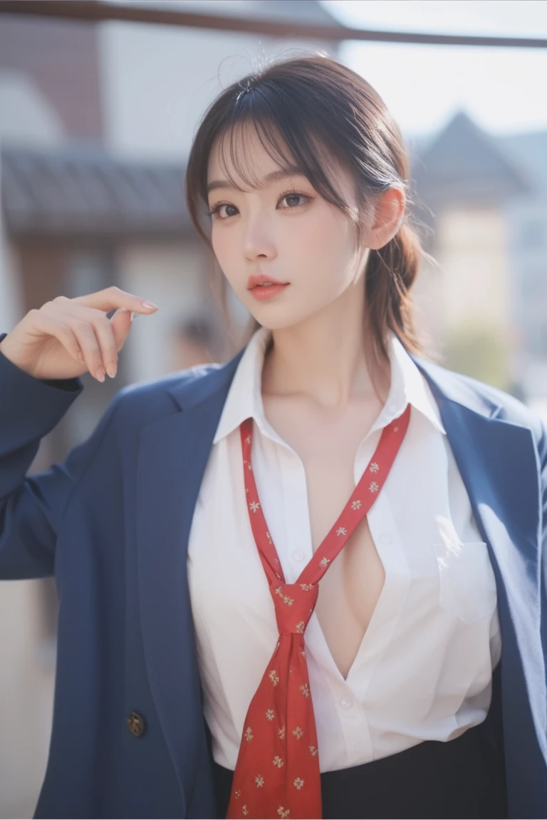 (ultra high definition, 8K, ultra high definition: 1.3),(stock market:1.2), Asian woman in her 20s, Beauty, short hair, stock exchange, bankruptcy, stocks fall,(despair:1.2), (scream: 1.3), One puppy, (tear: 1.3), dressed in suit