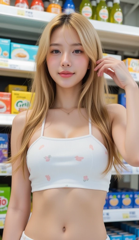 Beautuful Women、beige clothing、On the go、Looks fun、a smile、during a meal、date、honeycomb、Using a fork to eat、In the middle of eating、large mouth、Beautiful eyes、