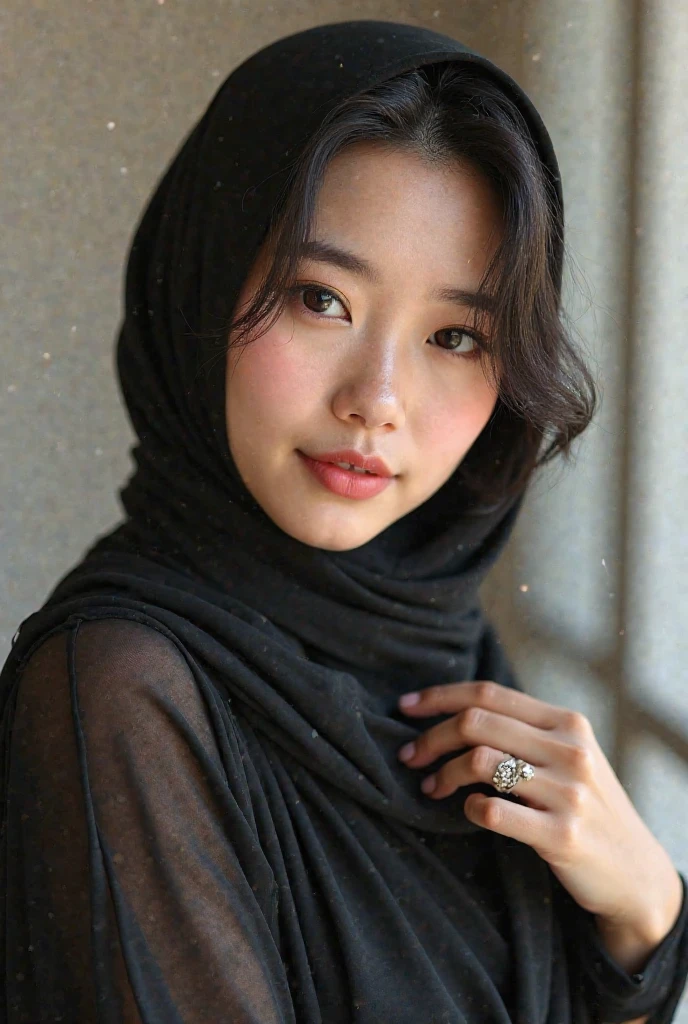 Black hijab collor, ((Best quality, 8k, Masterpiece :1.37)), (wear hijab black girls), people girls wear hijab black, wearing jewelry:girls' rings, girls' mini necklaces, girls' watches, ( girls wearing hijab black moslem), Position:standing model style, close up photo, ((taking photos from face to thighs)), beautiful face, face bukkake, 18 years old girls, face laughed, ((lips laughed lightly)), hair black, ultra detailed face, ultra detailed body, slim body, body sexy, erotic, erotic body, lips smile, Beautiful detailed eyes, eyes korean, detailed nose, Natural Lip, two wear hijab black moslem, fancy jubba thobbe, view of the blue sky, Slim Body, body Sexy, erotic body, (nude thighs), show your pussy, (hairy pussy:0.3), small breasts, realistic face, backround people hijab 