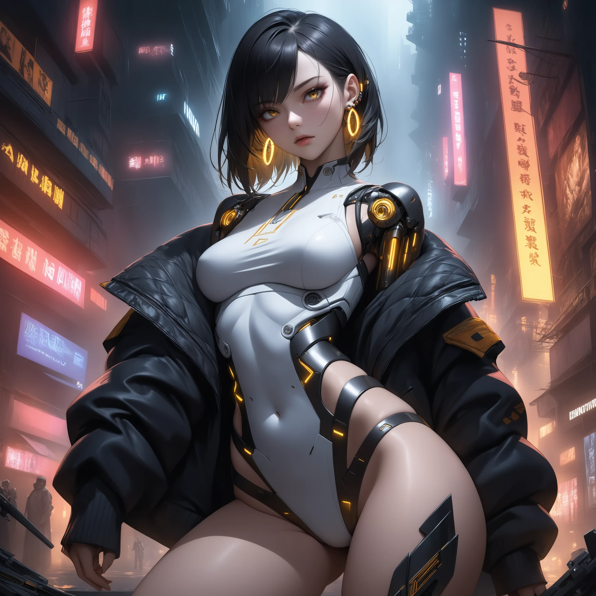 Beautiful Alluring Cyberpunk Geisha, Bare Skin, Athletic Well Toned Body, Elegant Form, Bare Skin, Outside At Neon Streets, Barely Clothed, Beautiful Face, colorful patterned silk robes, mechanical limbs, exposed robotic parts, chrome skin, neon glowing parts, inside a bedroom with various computers, Japanese Theme, Cyberpunk Theme, Fiverr Dnd Character, Octane Render, Digital Art, Extreme Detail, 4k, Ultra Hd, Polished, Beautiful, Hyperdetailed, Intricate, Elaborate, Meticulous, Photorealistic, Sharp Focus, Wlop, Character Design, Unreal Engine, 3d Rendered, Volumetric Lighting, Reflections, Glossy, Digital Illustration, Sensual Pose, Suggestive Pose, Lewd, Full Body Shot, naked, visible , puffy , 💖❤💕💋❣