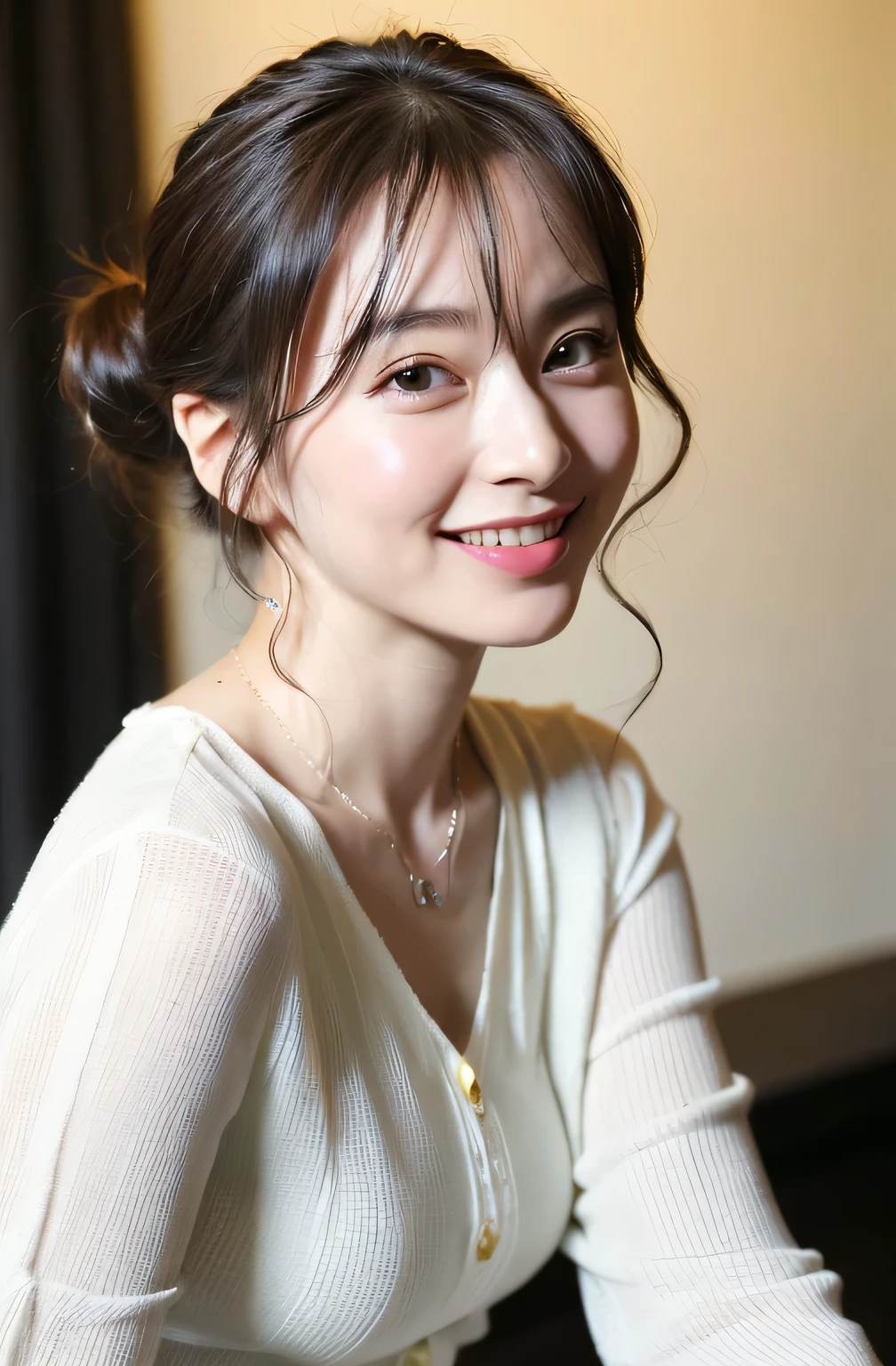 ((highest quality、8K resolution、master masterpiece、portrait:1.3)), Photoreal, 35mm film, 1 Japanese female,Beautiful woman, On the street in the daytime, wrinkles around the eyes, plump body,((lingerie:1.3)) , (city street: 1.3), jumbled background,look at the audience