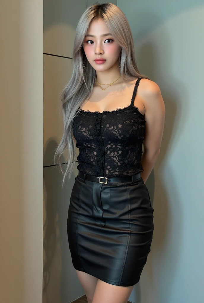 75 years old Mom MILF Korean, Lady large earring Big choker navel piercing decoration A bracelet Silver Hair realisitic Gorgeous Madame Beautiful Mature Woman sexy Smile Gentle woman navel piercing 4K High quality ベルト