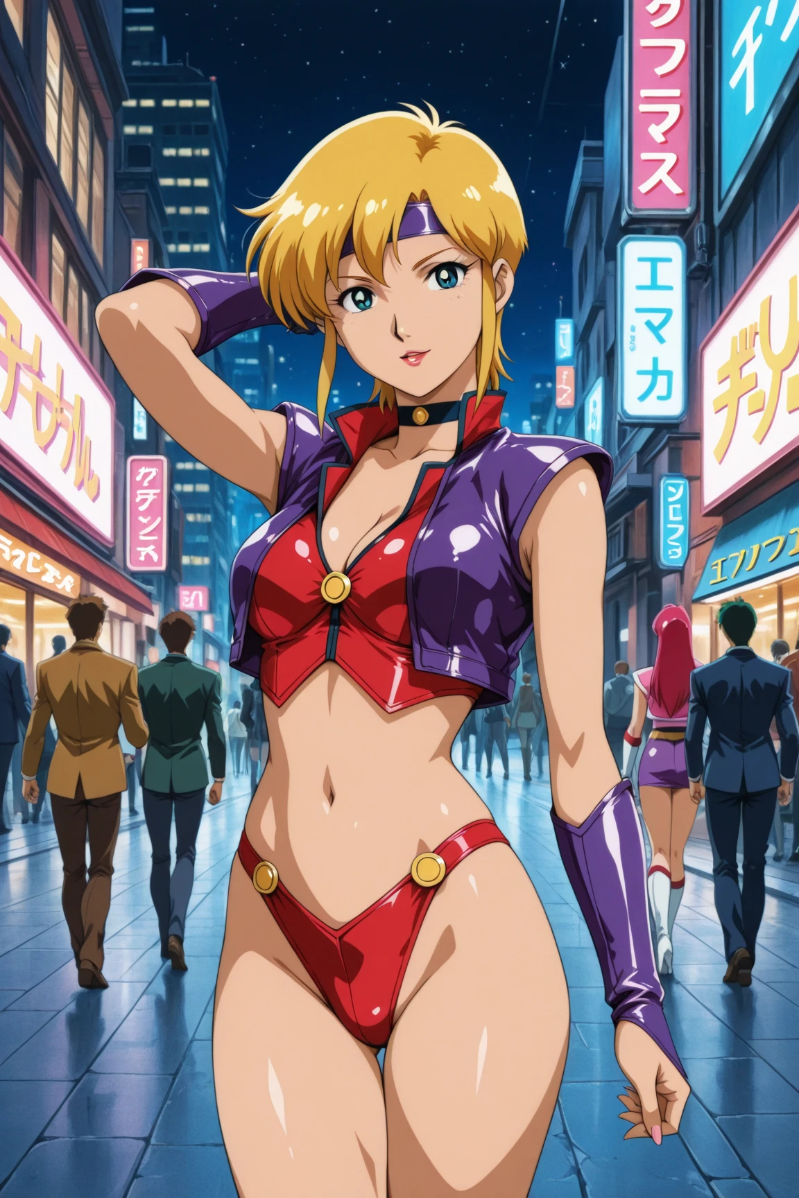 sexy anime girl standing in Tokyo, from jojo's bizarre adventure #Base Model #Anime