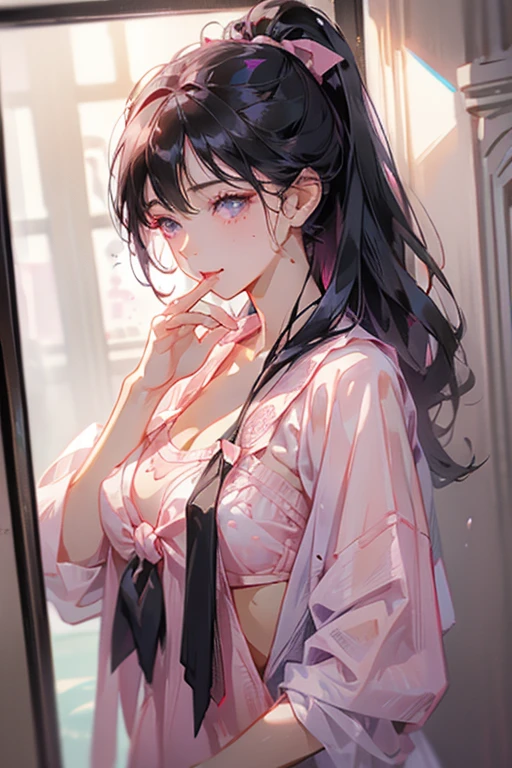 Satin dress、daytime、a smile
