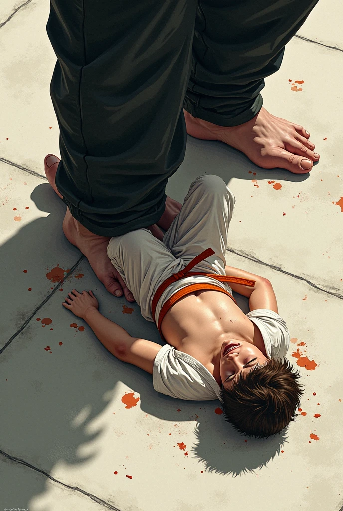 Keep the boy's body strong and correctly anatomical in a storyboard scene, remasterize-o como um desenho animado simples e estilizado no estilo de arte conceitual em Photoshop.