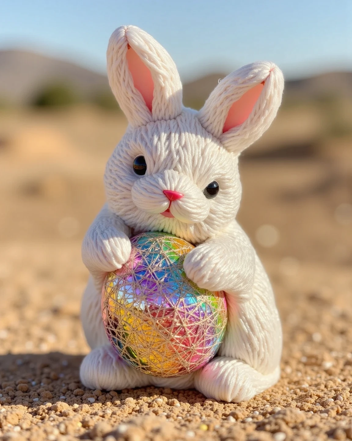 Easter egg in a glass rabbit、three-dimensional craft made of colorful ...