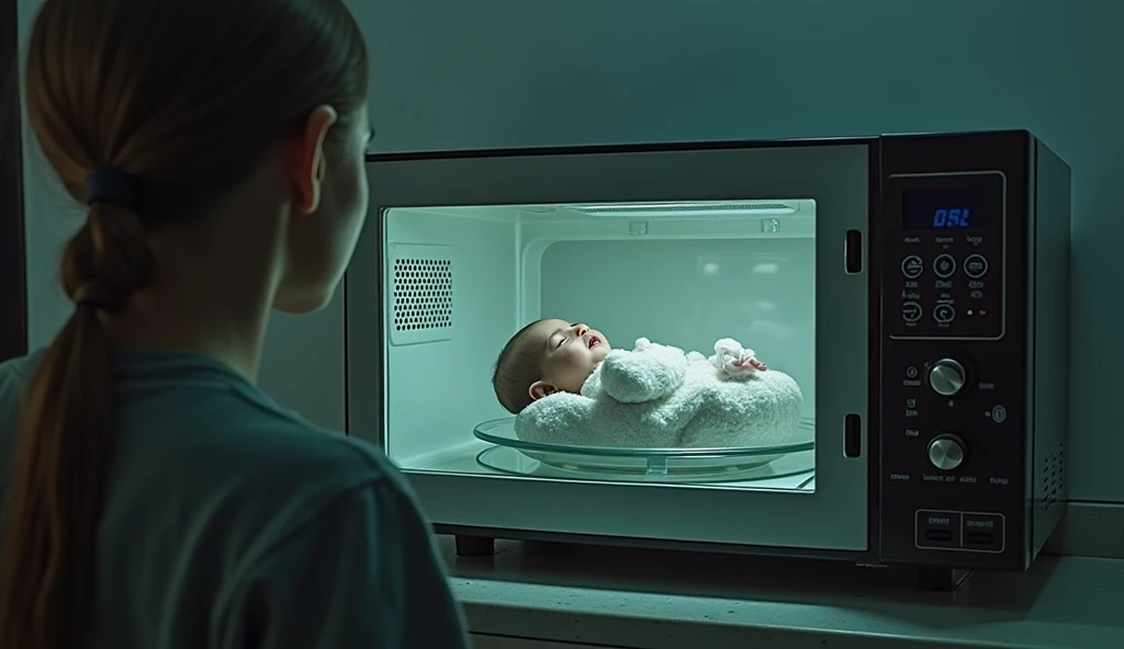 Organic development capsule connected to several tubes with a baby inside